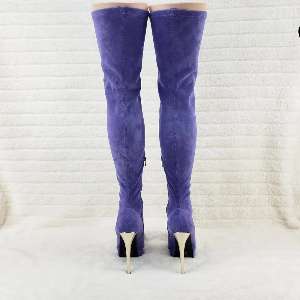 So Me Violet Suede Over-the-Knee Stiletto Boots Brand new. No box